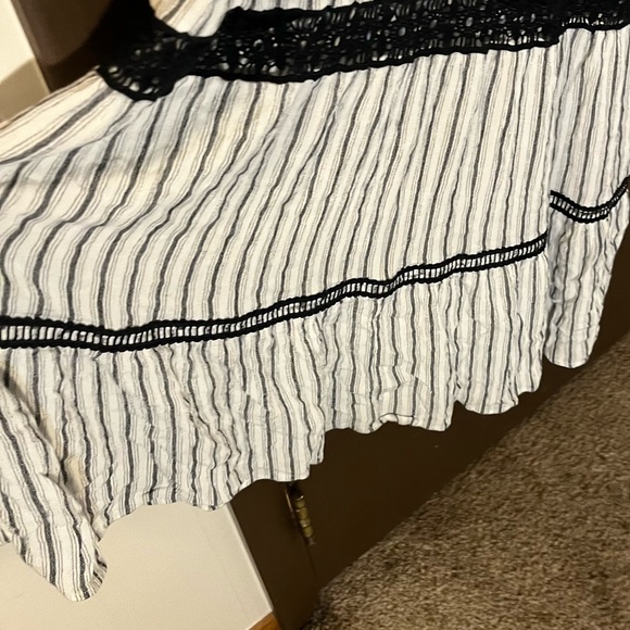 Anthropologie Lilka Jaluit Striped Maxi Dress Crochet Lace Racerback Straps M - Picture 5 of 11